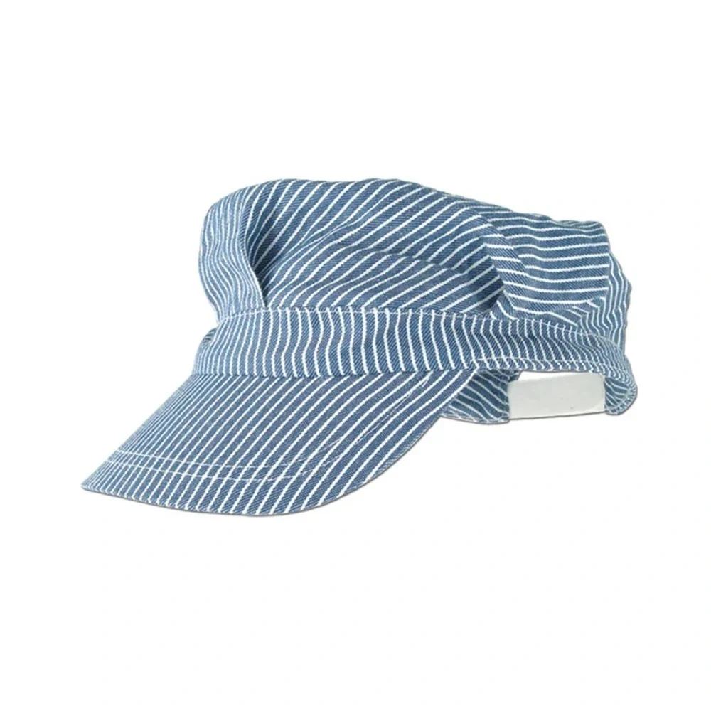 Striped Blue Train Conductor Railroad Cap